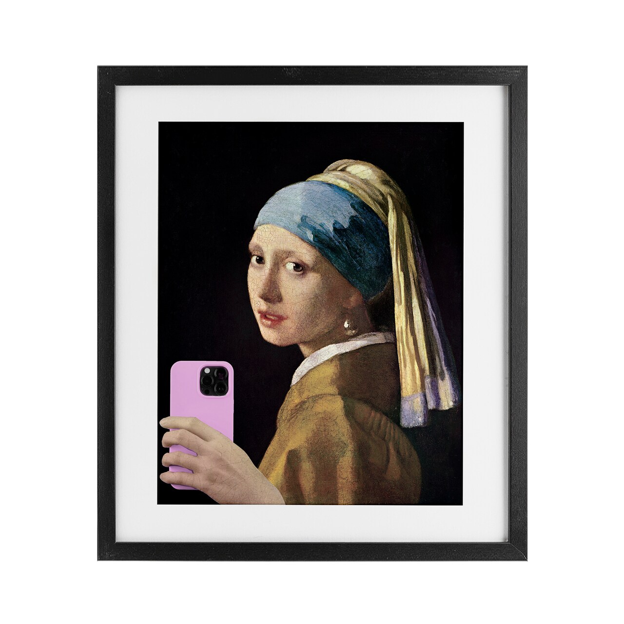 Stupell Industries Girl With Pink Phone Funny Framed Print Under Glass, design by Masters Redux